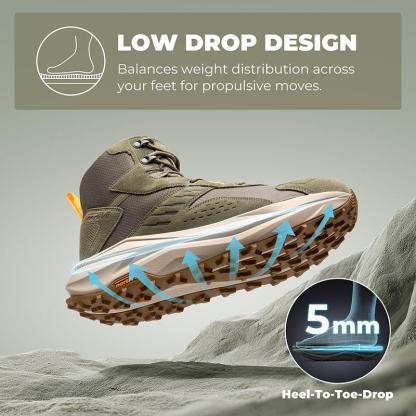 Botas de senderismo para hombre con puntera ancha, impermeables, para exteriores, trekking y camping, para fascitis plantar y juanetes, con una fabricación duradera y una cómoda entresuela de EVA con una caída de 5 mm.