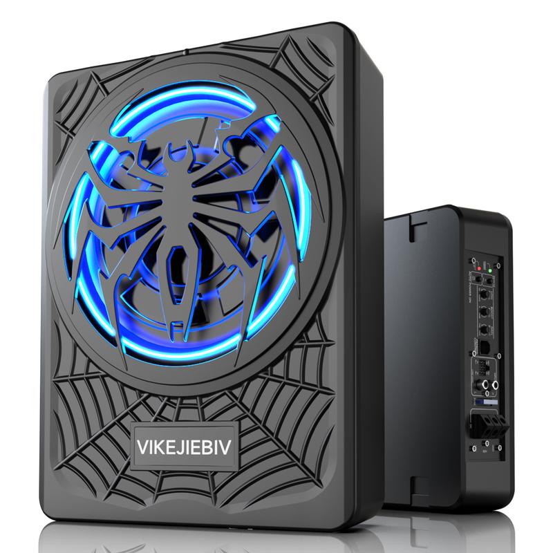 Subwoofer Ultra Delgado de 10" 1200W para Auto con Amplificador Integrado, Luz LED Azul, Control de Bajos Independiente, Aluminio Fundido, para Camioneta/SUV/Jeep