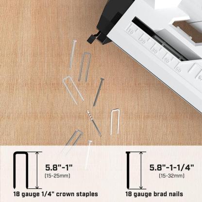 Pistola de clavos inalámbrica de 20 V, calibre 18, 2 en 1, para tapicería y carpintería. Grapadora eléctrica mejorada. Incluye batería de 2 Ah y 1600 grapas y clavos.
