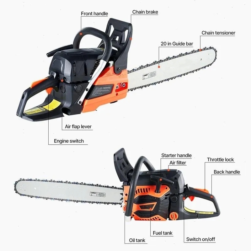 VEVOR Gas Chainsaw, Various specifications, Gasoline Powered Chain Saw, Handheld Cordless Petrol Chainsaws for Tree Wood Branch Cutting, Tree Trimming, Land Clearing, Farm Garden Ranch Forest Cutting Use