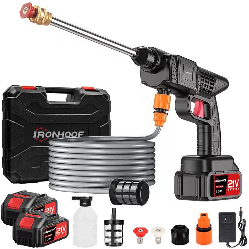 Hidrolavadora Eléctrica Portátil e Inalámbrica 550W – 680 PSI, Incluye 2 Baterías y Manguera de 5 m, Pistola para Limpieza