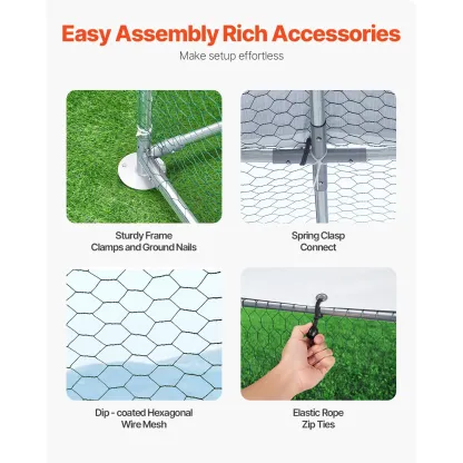 Gallinero metálico de 9.8 x 19.3 x 6.5 pies — Amplio corral transitable con cubierta, recinto para gallinas con techo abovedado y cerradura de seguridad; jaula exterior para patos, conejos y aves de corral, ideal para patios traseros, granjas y jardines.