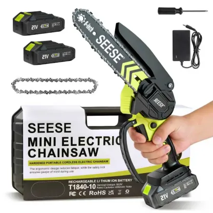 Mini motosierra sin escobillas - Sierra eléctrica portátil inalámbrica para cortar madera, baterías (2000 mAh), poda, jardinería, camping - Ideal para personas mayores y mujeres. Regalos navideños.