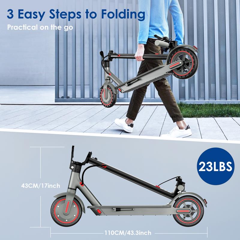 Patinete Eléctrico Plegable para Adultos y Adolescentes – Motor 350W, Velocidad Máx. 19 MPH, Alcance 20/30 mi, Control por App y Sistema de Frenos de Disco”