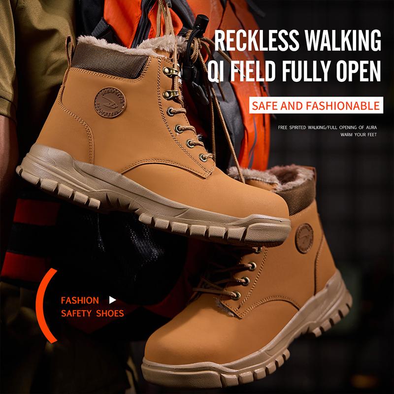 Zapatos de trabajo con cordones y hebilla giratoria, impermeables, resistentes al desgaste, con aislamiento térmico, antipinchazos, antideslizantes y con puntera de acero para mayor seguridad.