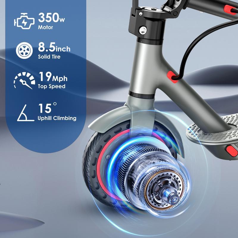 Patinete Eléctrico Plegable para Adultos y Adolescentes – Motor 350W, Velocidad Máx. 19 MPH, Alcance 20/30 mi, Control por App y Sistema de Frenos de Disco”