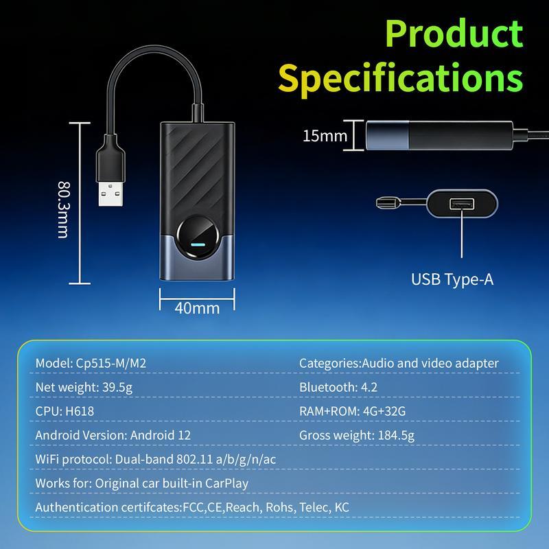 2026 Los adaptadores inalámbricos de carplay aibox admiten la aplicación Netflix / YouTube / tiktok para reproducir vídeos en la pantalla del automóvil (no admiten vehículos con carplay inalámbrico incorporado), versión avanzada 4G + 32G, funcionamiento e