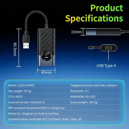 2026 Los adaptadores inalámbricos de carplay aibox admiten la aplicación Netflix / YouTube / tiktok para reproducir vídeos en la pantalla del automóvil (no admiten vehículos con carplay inalámbrico incorporado), versión avanzada 4G + 32G, funcionamiento e