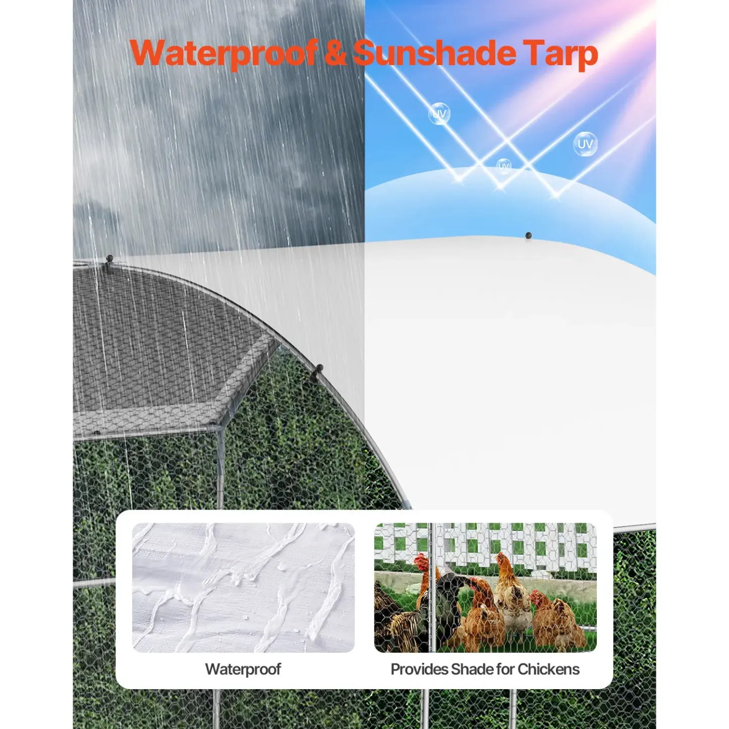 Gallinero metálico de 9.8 x 19.3 x 6.5 pies — Amplio corral transitable con cubierta, recinto para gallinas con techo abovedado y cerradura de seguridad; jaula exterior para patos, conejos y aves de corral, ideal para patios traseros, granjas y jardines.