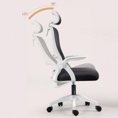 Silla de Oficina, para Gaming, Escritorio Ergonmica con Reposacabezas, Ajustable y con Soporte Lumbar Respaldo de Malla Transpirable Reposabrazos Abatibles de 90 Giratoria 360