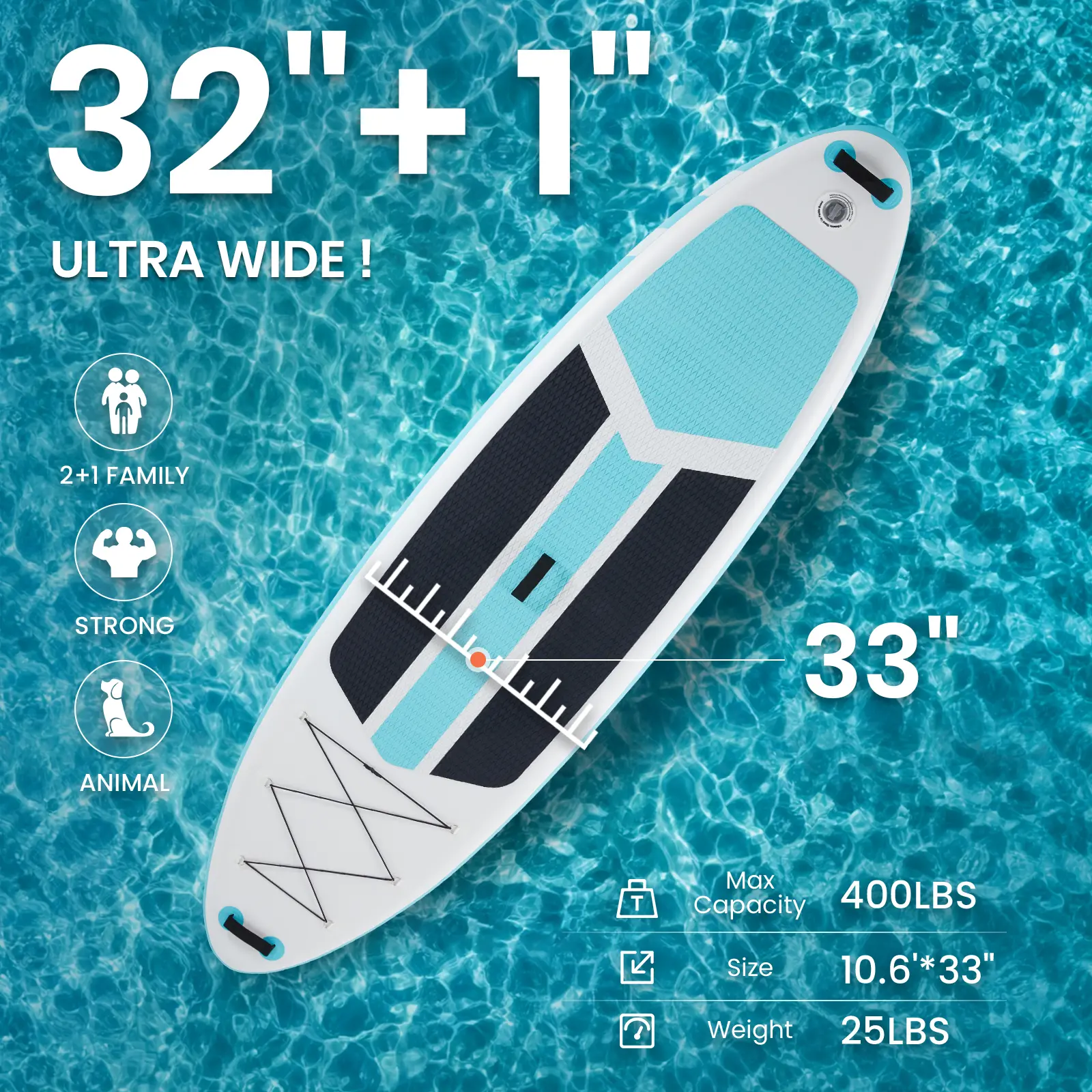 Tabla de Stand Up Paddle Hinchable Premium con Remo 2 en 1, Diseño Ancho y Estable, y Superficie Antideslizante y Cómoda para Adultos y Jóvenes
