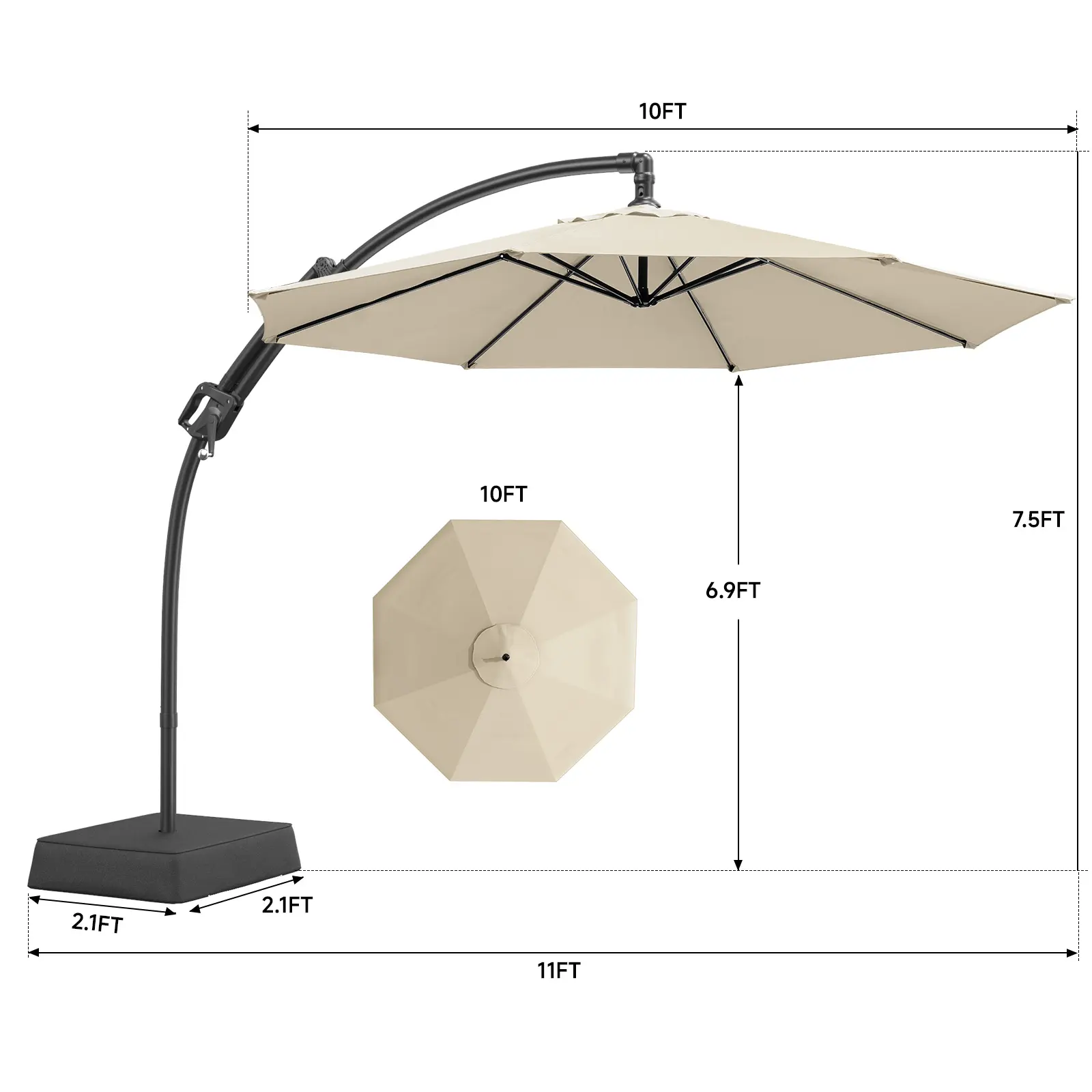 【Inclinación ajustable y doble cara】Sombrilla voladiza para patio ONBRILL de 13/10 pies con base incluida, sombrilla grande y resistente para exteriores, ideal para piscina, patio, jardín, muebles de exterior, muebles de jardín, verano, regalo para el Día