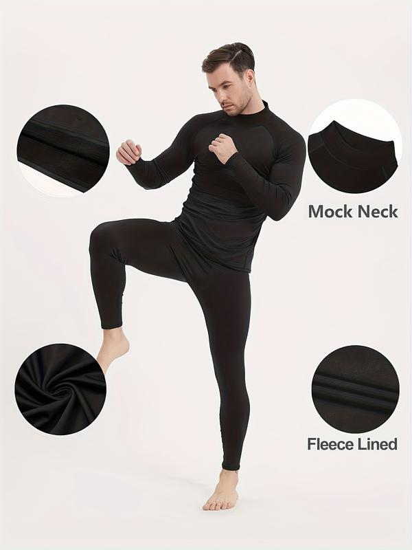 Paquete de 5 camisetas térmicas de cuello alto para hombre, camisetas de compresión de manga larga con forro polar, camisetas interiores de capa base, ofertas para ti.