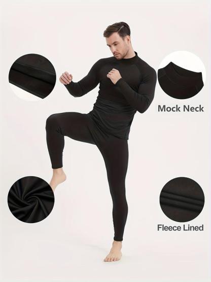 Paquete de 5 camisetas térmicas de cuello alto para hombre, camisetas de compresión de manga larga con forro polar, camisetas interiores de capa base, ofertas para ti.