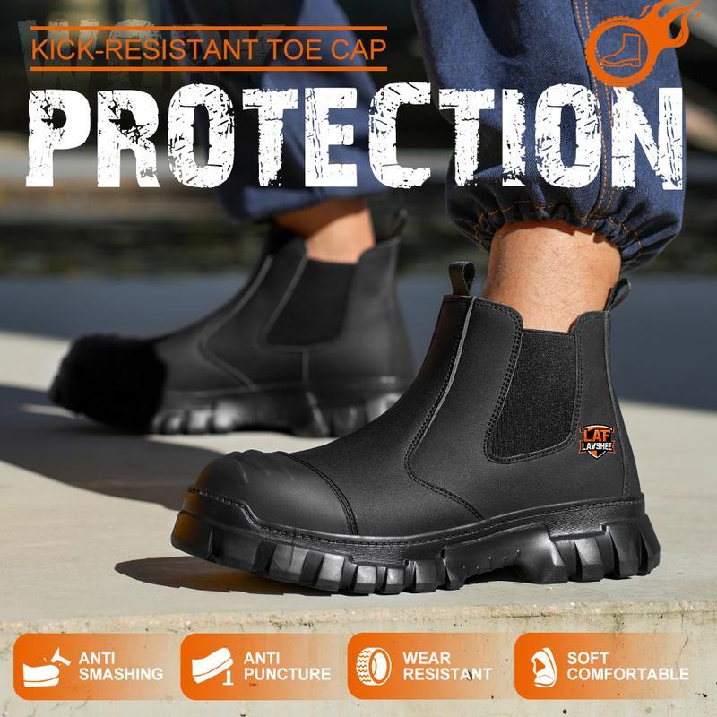 Zapatos de trabajo ligeros de color marrón con puntera de acero, antideslizantes, resistentes a salpicaduras, a impactos y a perforaciones, y transpirables.