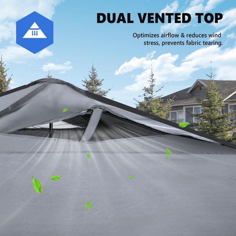 Carpa Plegable 10x10, Toldo Exterior Instantáneo de Montaje Sencillo con Techo Ventilado y Bolsa con Ruedas