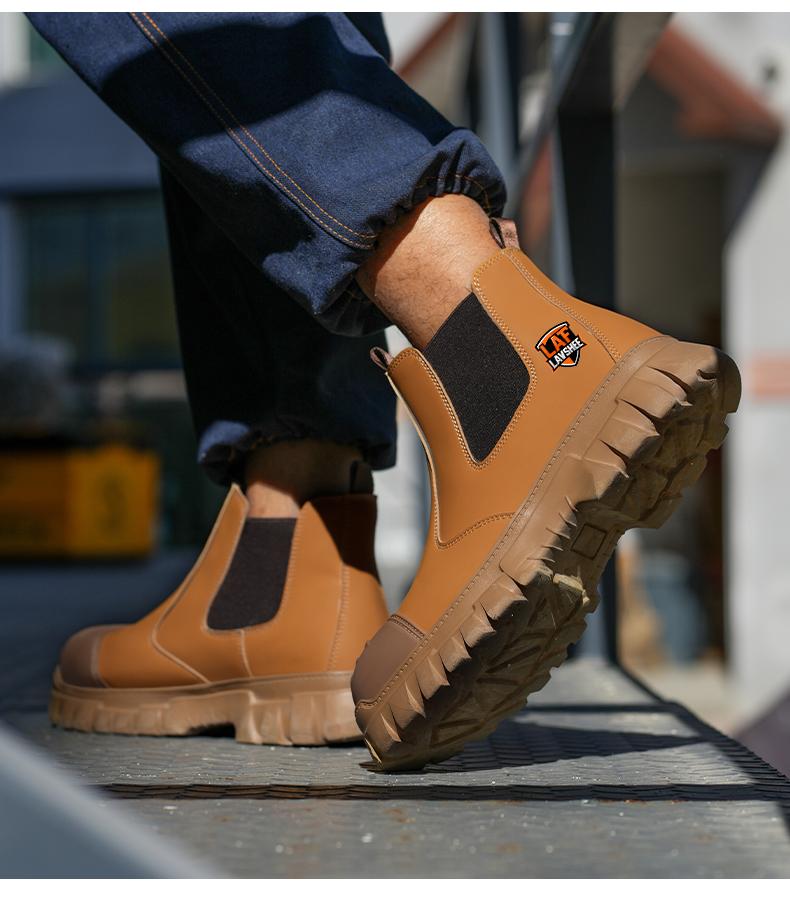 Lightweight steel toe brown anti slip work shoes - splash proof, smash proof, puncture proof, breathable safety shoes Lightweight steel toe brown anti slip work shoes - splash proof, smash proof, puncture proof, breathable safety shoes
