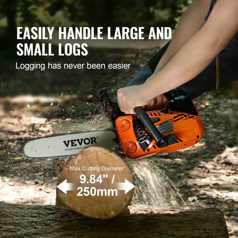 VEVOR Gas Chainsaw, Various specifications, Gasoline Powered Chain Saw, Handheld Cordless Petrol Chainsaws for Tree Wood Branch Cutting, Tree Trimming, Land Clearing, Farm Garden Ranch Forest Cutting Use