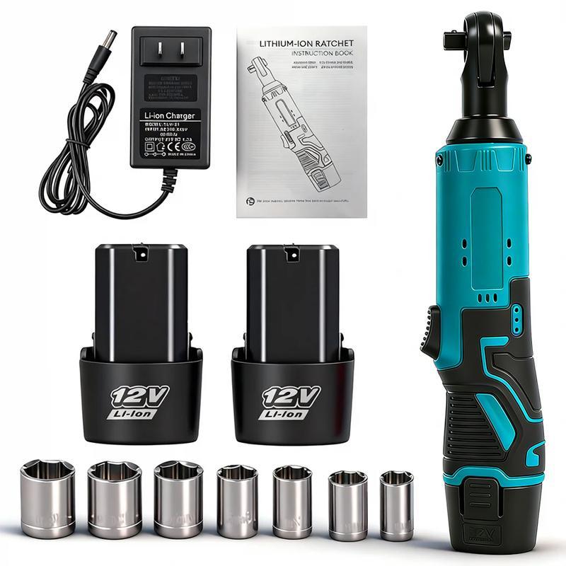 Llave de Ángulo Recto Eléctrica 3/8" – 45 Nm, Trinquete Inalámbrico para Reparación de Autos, Retiro de Tuercas y Tornillos, Herramienta Eléctrica sin Cables