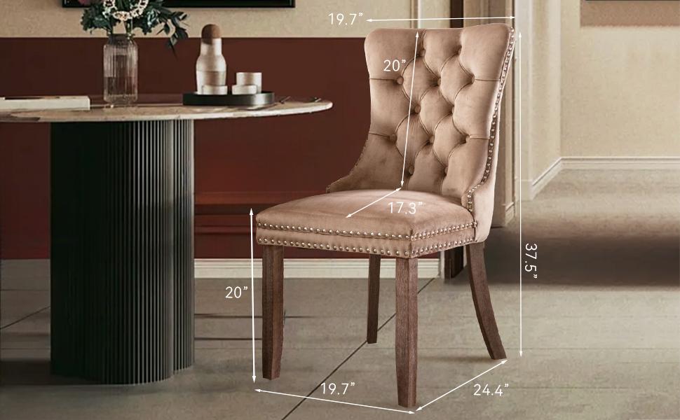 SoarFlash Velvet Dining Chairs Set of 6, Tall Back Side Chair, Modern Upholstered High-end Tufted Side Chair with Button Back Ring, Solid Wood Legs SoarFlash Velvet Dining Chairs Set of 6, Tall Back Side Chair, Modern Upholstered High-end Tufted Side Chair with Button Back Ring, Solid Wood Legs