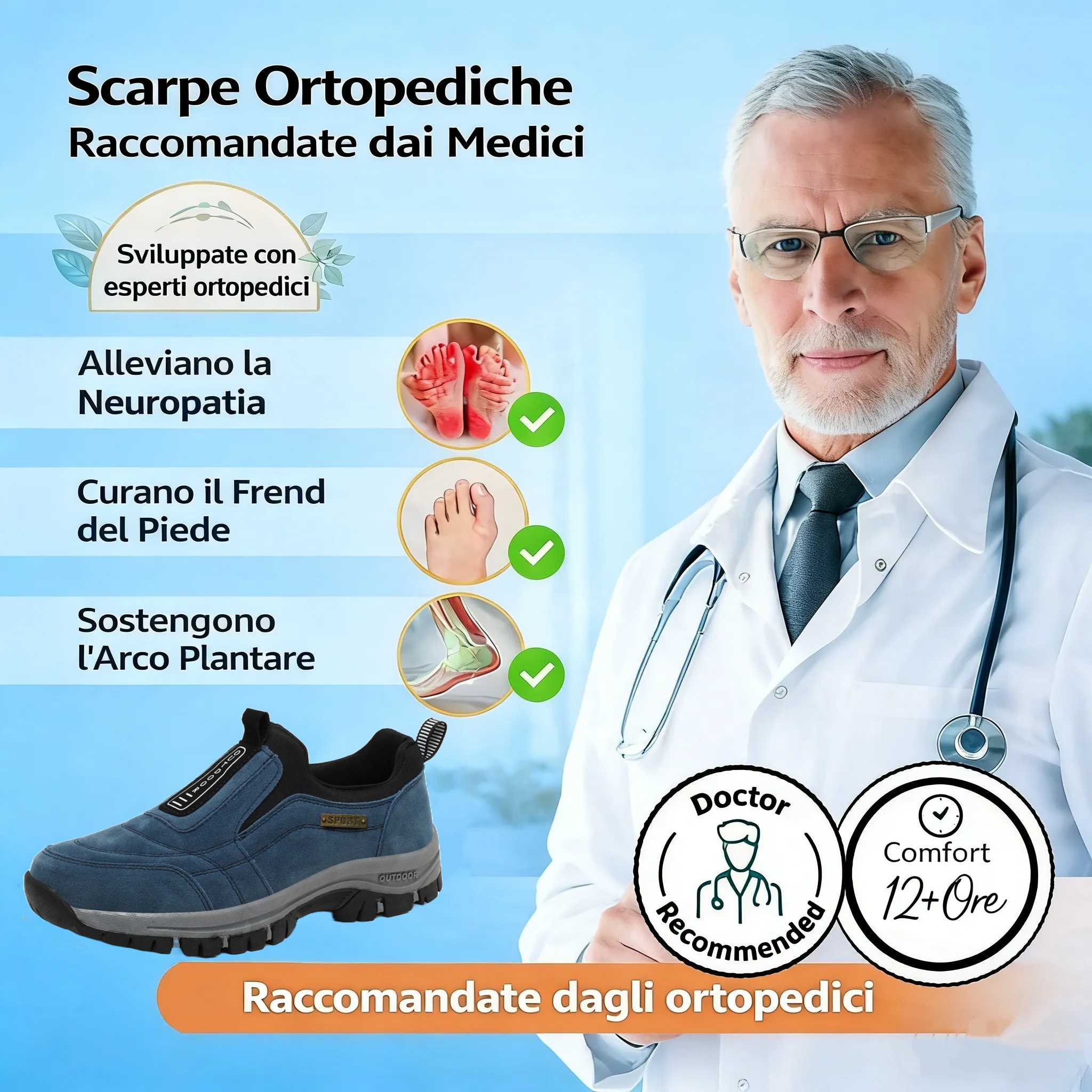 🔷 Oggi sconto del 70% - Non lasciartelo sfuggire! ⬛ - Scarpe ortopediche in pelle scamosciata di nuova concezione, morbide e comode, impermeabili e antiscivolo 🦶 - Allevia il dolore ai piedi