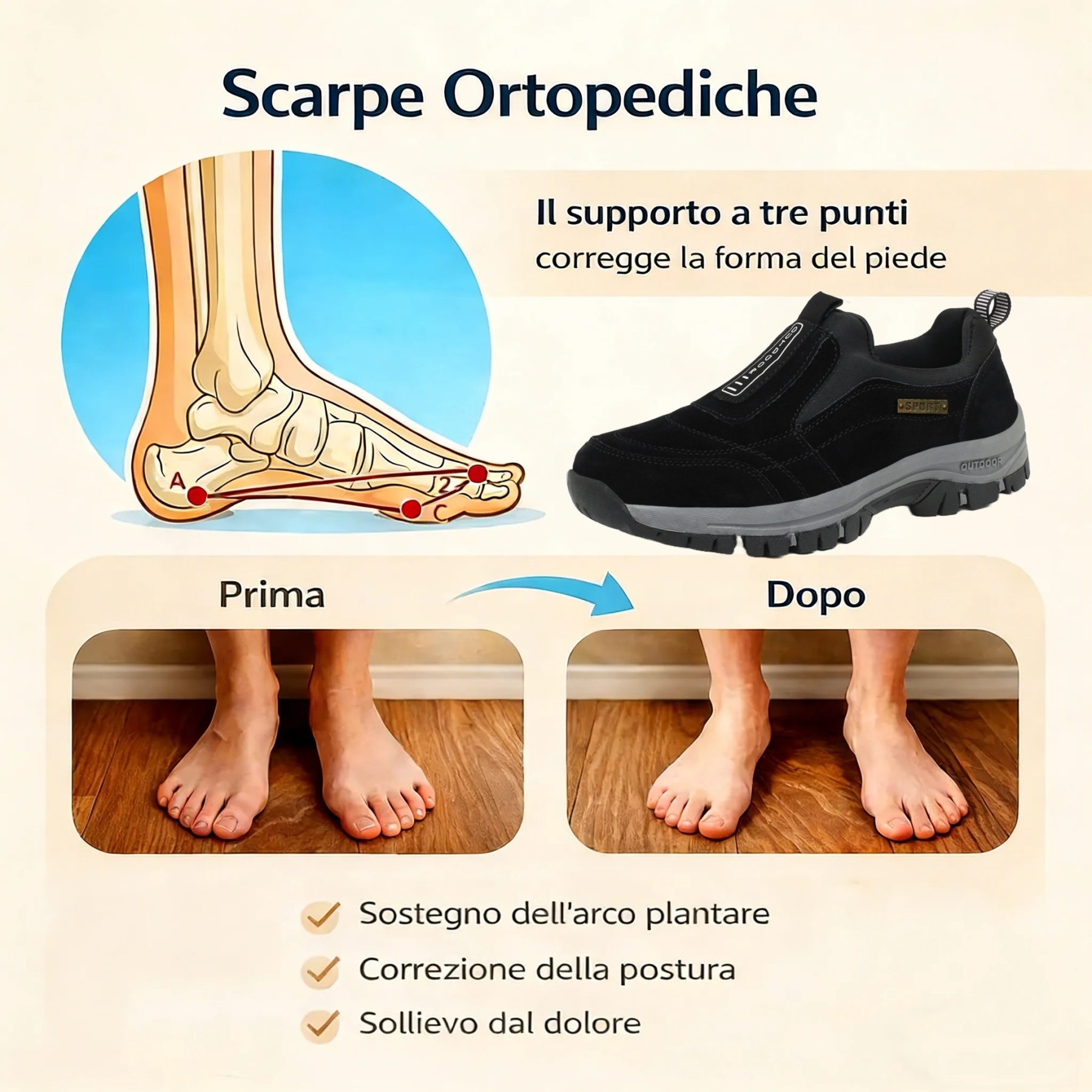 🔷 Oggi sconto del 70% - Non lasciartelo sfuggire! ⬛ - Scarpe ortopediche in pelle scamosciata di nuova concezione, morbide e comode, impermeabili e antiscivolo 🦶 - Allevia il dolore ai piedi