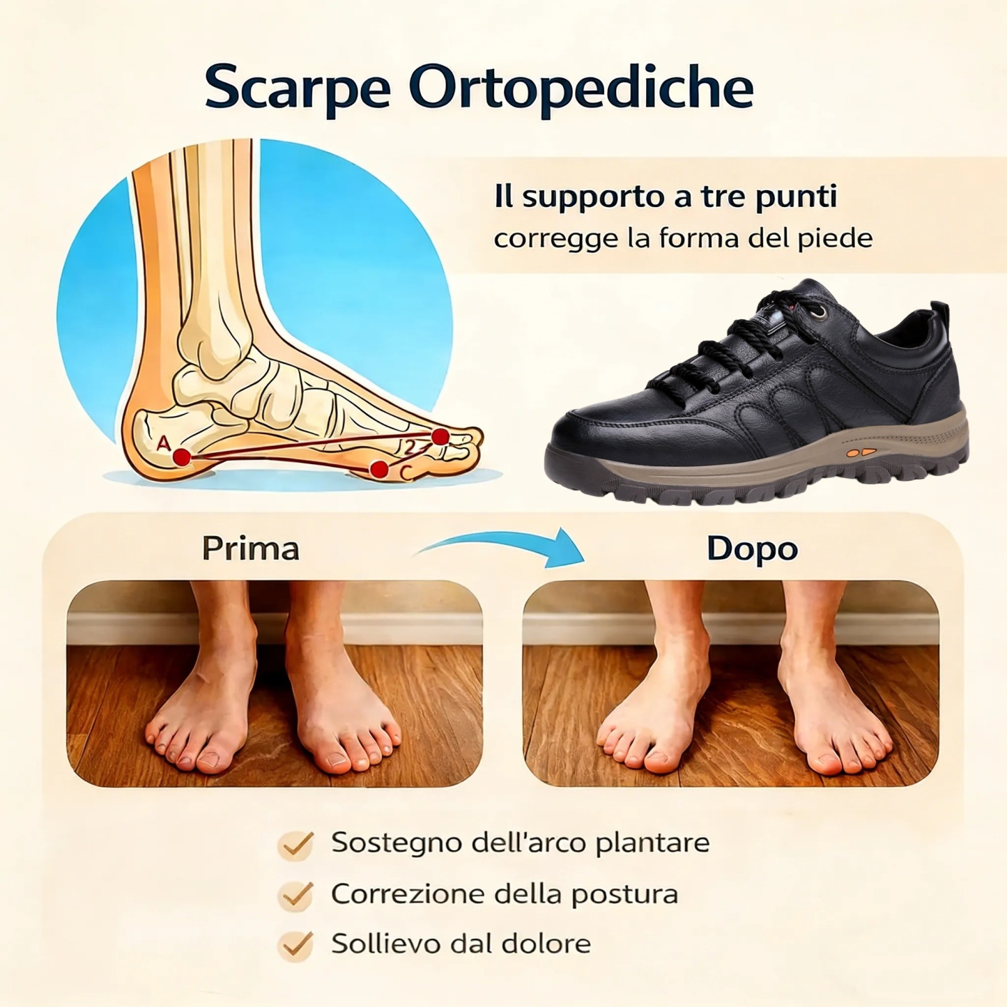 【⏰Offerta a tempo limitato: 70% di sconto - Non lasciartela sfuggire!】Scarpe ortopediche ergonomiche - ✅️Correggono la postura durante la camminata e alleviano il dolore ai piedi - Nuova versione impermeabile e antiscivolo 👞Pelle bovina australiana selez