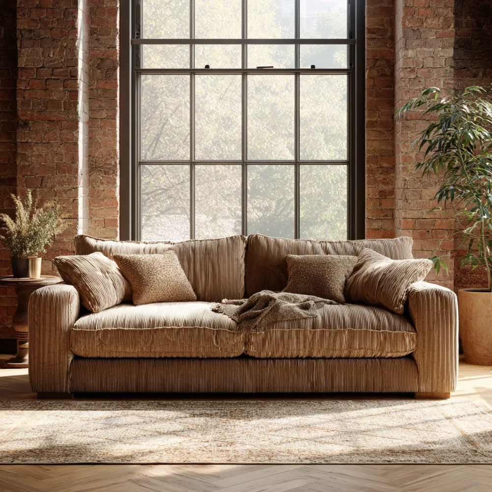 Divano due posti Velluto 200x100x90 cm - Marrone - Design Moderno