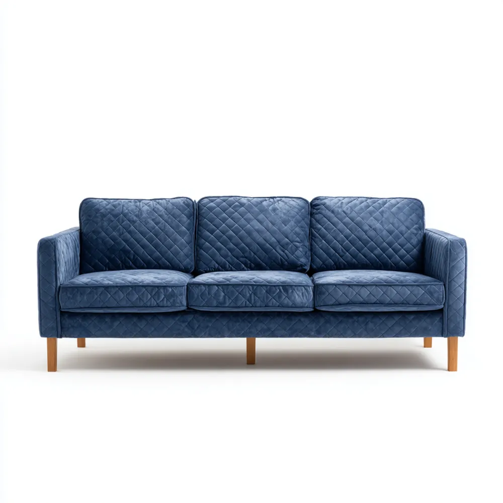 Divano a tre posti in velluto 200x85x90 cm - Blu Scuro - Design Moderno