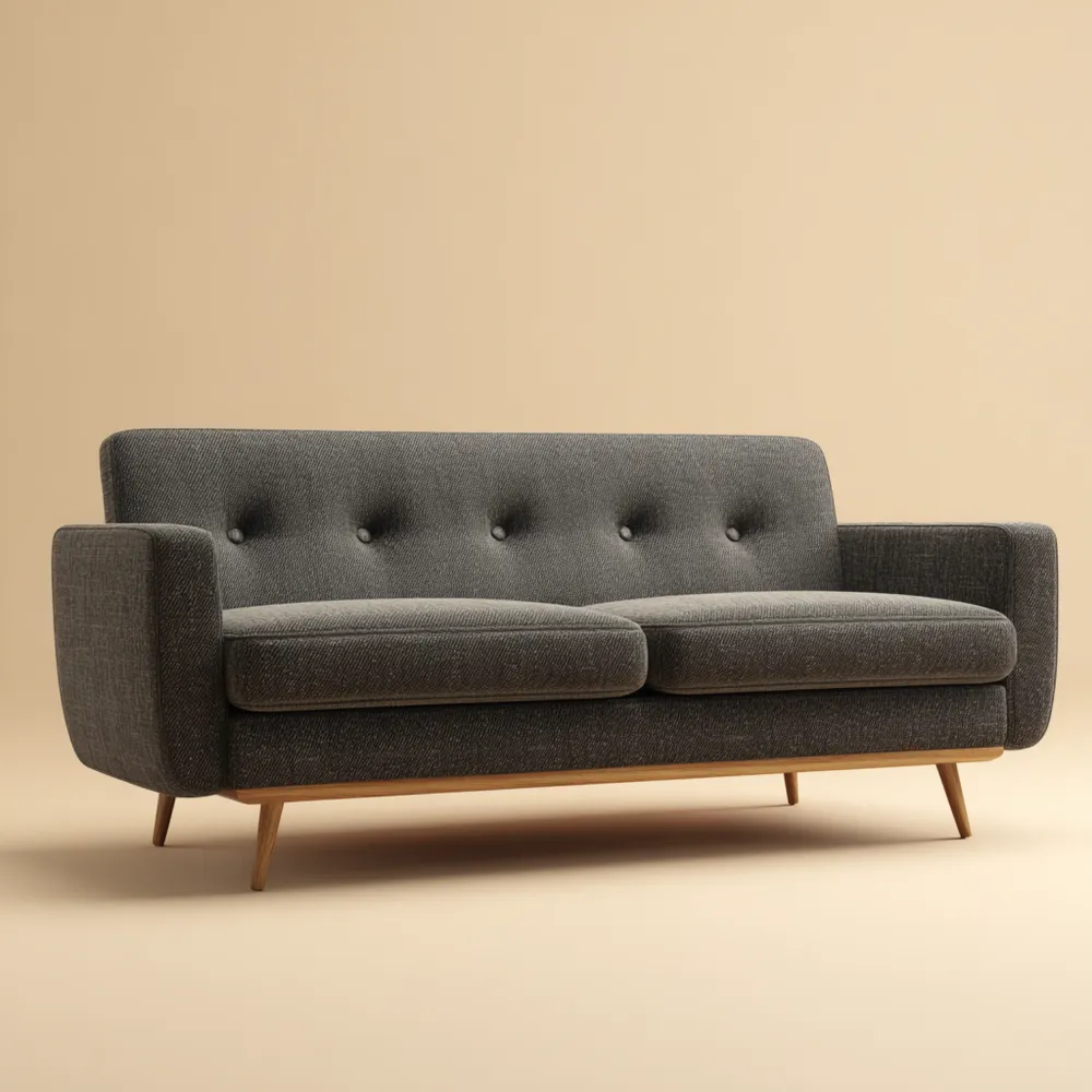 Divano due posti in tessuto 140x80x75 cm - Grigio Scuro - Design Moderno