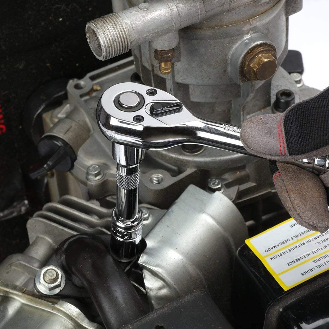 W009044A Juego de herramientas mecánicas de 408 piezas con caja de metal resistente de 3 cajones