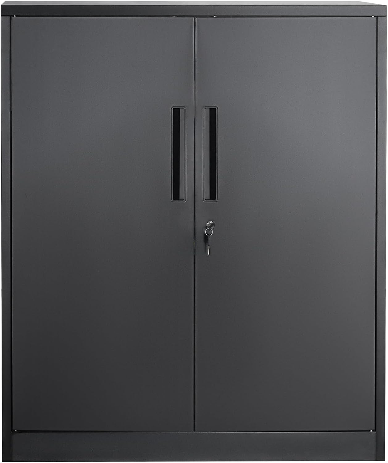 Metal Storage Cabinet with Wheels, 75'' Locking Steel Storage Cabinet with 2 Magnetic Doors and 4 Adjustable Shelves for Office, Garage, Home