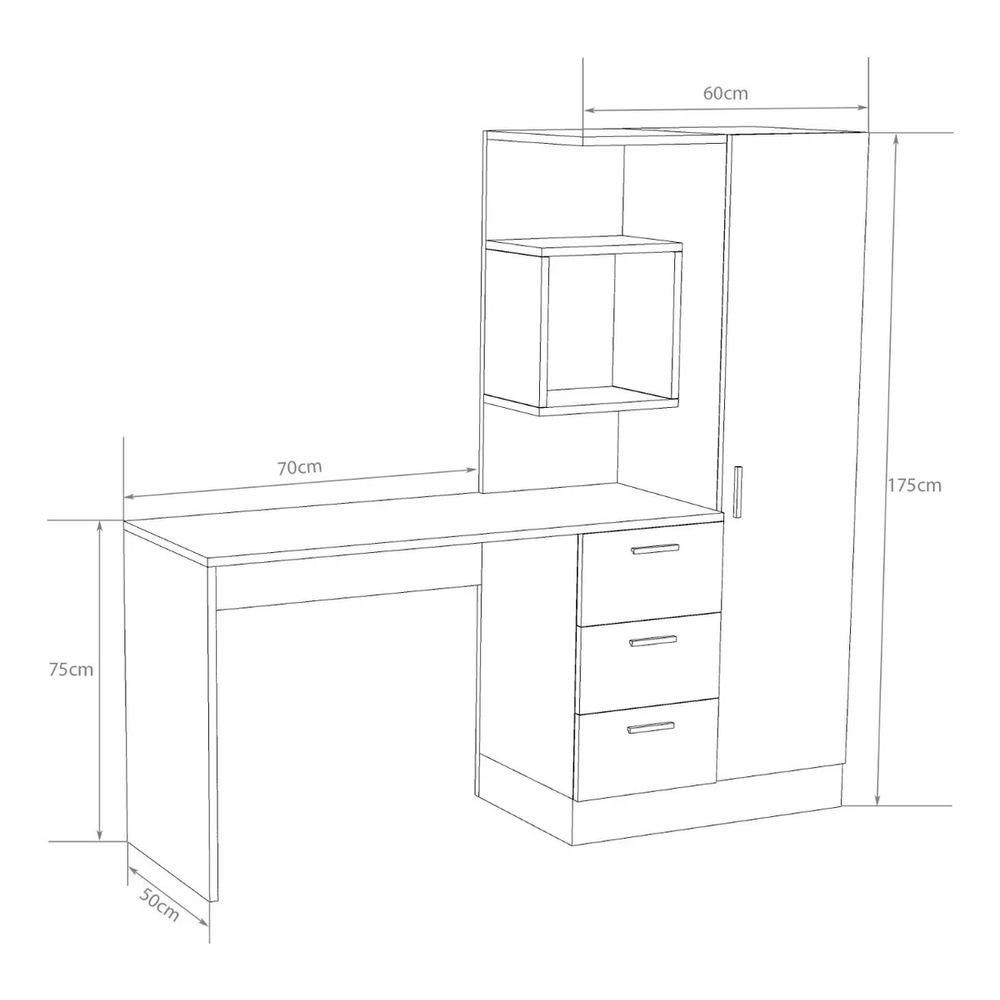 Escritorio Juvenil con   color Blanco/Marrón TU MESITA