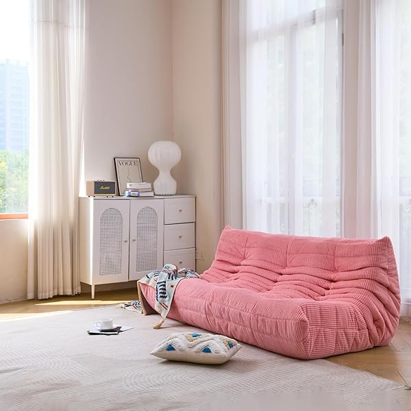 Sofá de tres plazas, sofá de piso de tamaño doble sin brazos de mediados de siglo, sillón de piso de pana suave de primera calidad, sillón decorativo de espuma para sala de estar, dormitorio (lima)