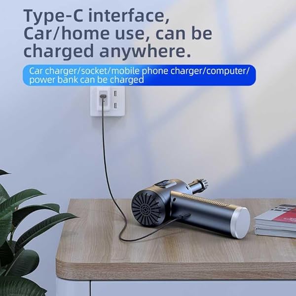 Plumero de aire comprimido, soplador de aire eléctrico portátil inalámbrico de 3 velocidades a 100000 RPM con luz LED, para limpiar teclados y PC, kit de limpieza de aire (sin plumeros de aire enlatados), recargable (negro)