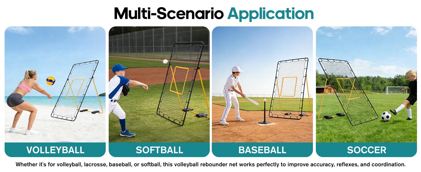 Sweetcrispy 7x4 ft Volleyball Rebounder Net, Portable Steel Frame Trainer with High-Tensile Netting, 5 Adjustable Angles for Adults, Beach & Park, Volley Ball, All Ages, Portable Setup, Multi-Sports, Rebounds Well, Consistent, Energetic Returns, Includes,