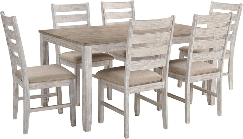 Juego de mesa de comedor de 20" con 6 sillas tapizadas.