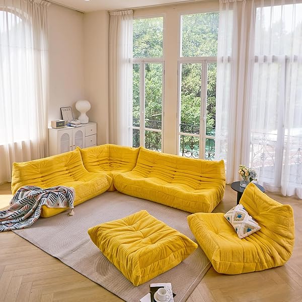 Sofá de tres plazas, sofá de piso de tamaño doble sin brazos de mediados de siglo, sillón de piso de pana suave de primera calidad, sillón decorativo de espuma para sala de estar, dormitorio (lima)