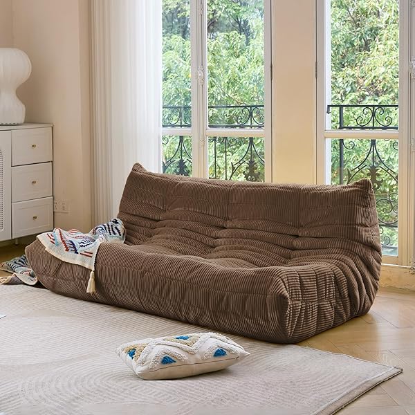 Sofá de tres plazas, sofá de piso de tamaño doble sin brazos de mediados de siglo, sillón de piso de pana suave de primera calidad, sillón decorativo de espuma para sala de estar, dormitorio (lima)