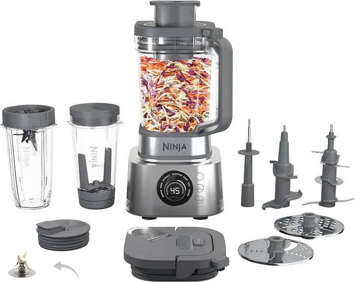 SS401 Foodi Power Blender Ultimate System con jarra de mezcla y procesamiento de alimentos de 70 onzas, fabricante de cuencos XL y extractor de nutrientes* y 7 funciones, color plateado