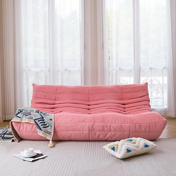 Sofá de tres plazas, sofá de piso de tamaño doble sin brazos de mediados de siglo, sillón de piso de pana suave de primera calidad, sillón decorativo de espuma para sala de estar, dormitorio (lima)