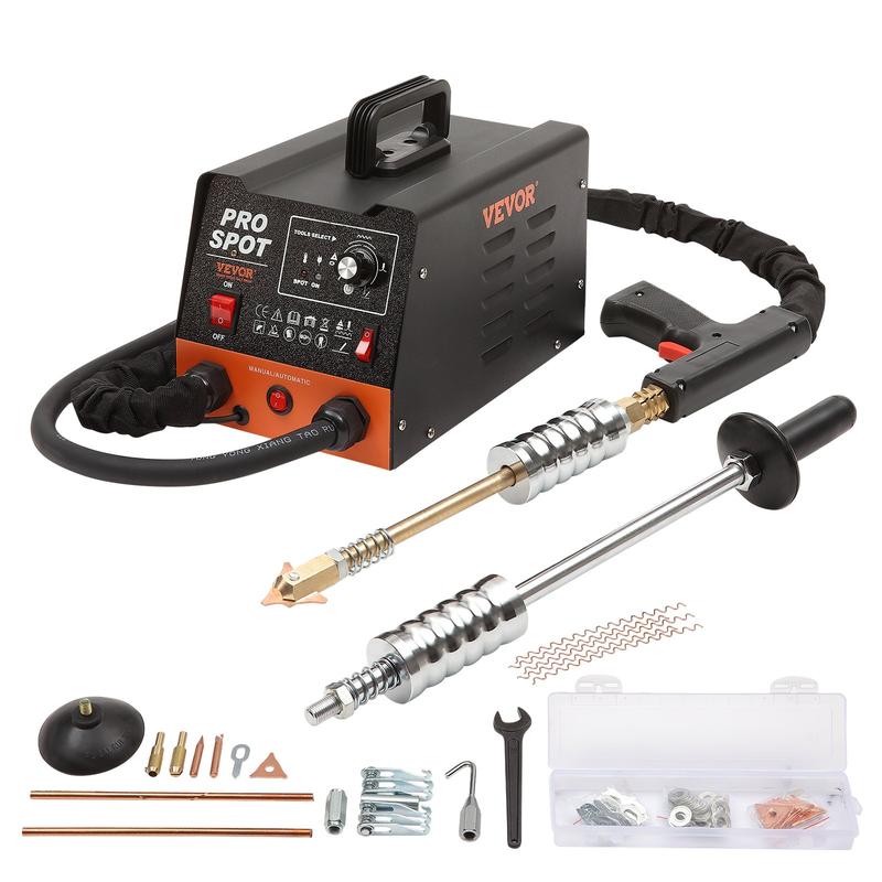 Kit de reparación de abolladuras con soldadora de pernos, extractor de abolladuras con soldadora de puntos de 3 kW con 6 modos de soldadura, máquina extractora de abolladuras para carrocería de automóviles y 16 tipos de accesorios de soldadura para repara