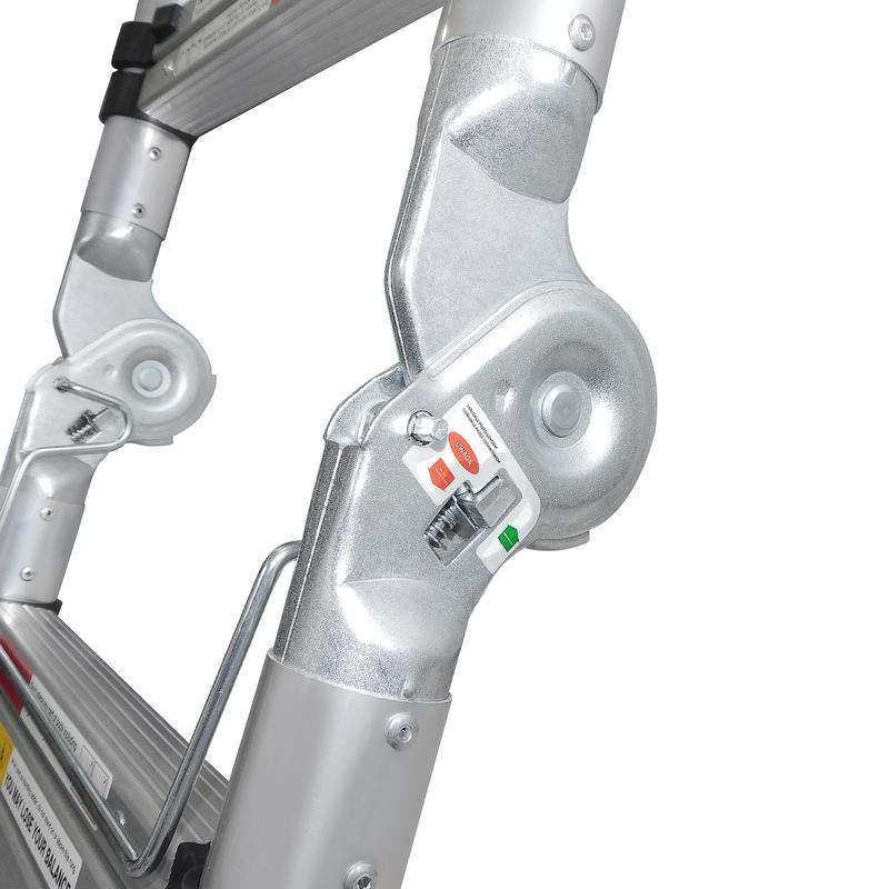 Escalera telescópica de aluminio con estructura en A, plegable, con barra estabilizadora y patas antideslizantes, capacidad de carga máxima de 330 libras, para el hogar y la oficina (6.2+6.2 pies / 8.2+8.2 pies).