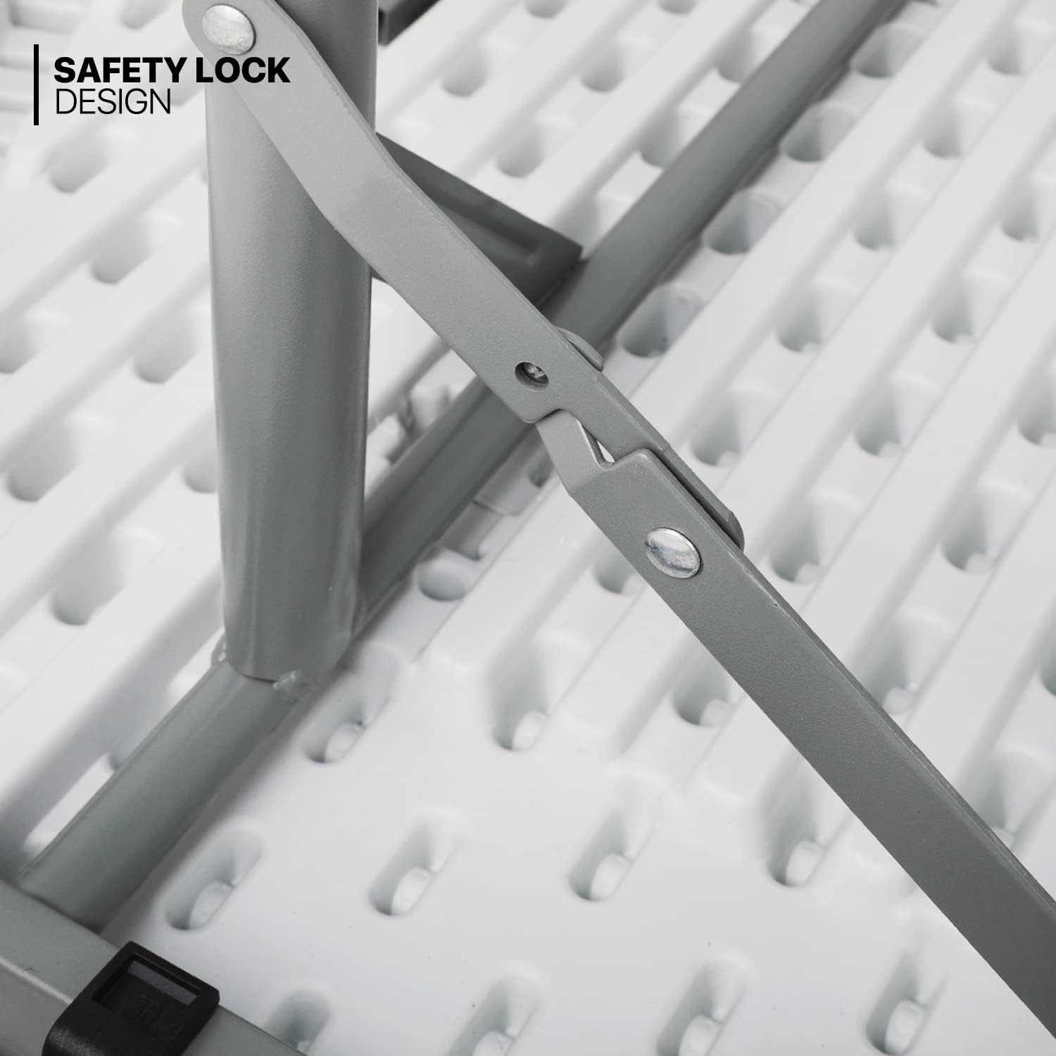 Mesa plegable redonda de 4.5 pies, mesa de comedor de plástico para interiores y exteriores con asa y cerradura para picnic, fiesta, banquete, boda, color blanco