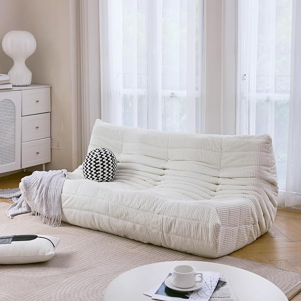 Sofá de tres plazas, sofá de piso de tamaño doble sin brazos de mediados de siglo, sillón de piso de pana suave de primera calidad, sillón decorativo de espuma para sala de estar, dormitorio (lima)