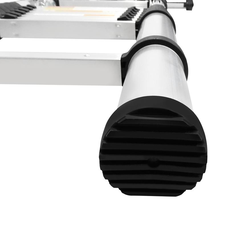Escalera telescópica de aluminio con estructura en A, plegable, con barra estabilizadora y patas antideslizantes, capacidad de carga máxima de 330 libras, para el hogar y la oficina (6.2+6.2 pies / 8.2+8.2 pies).