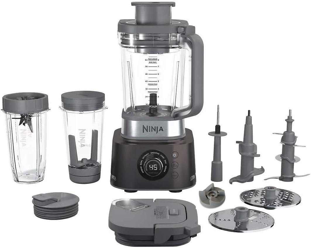 Licuadora de Uso Profesional, 7 Funciones en 1, Procesador de Alimentos y Extractor de Nutrientes, 3 Cuchillas, 2 Tapas, 2 Termos y 2 Extractores de Nutrientes CO401B