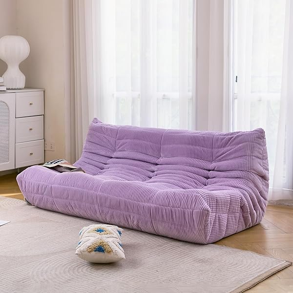 Sofá de tres plazas, sofá de piso de tamaño doble sin brazos de mediados de siglo, sillón de piso de pana suave de primera calidad, sillón decorativo de espuma para sala de estar, dormitorio (lima)