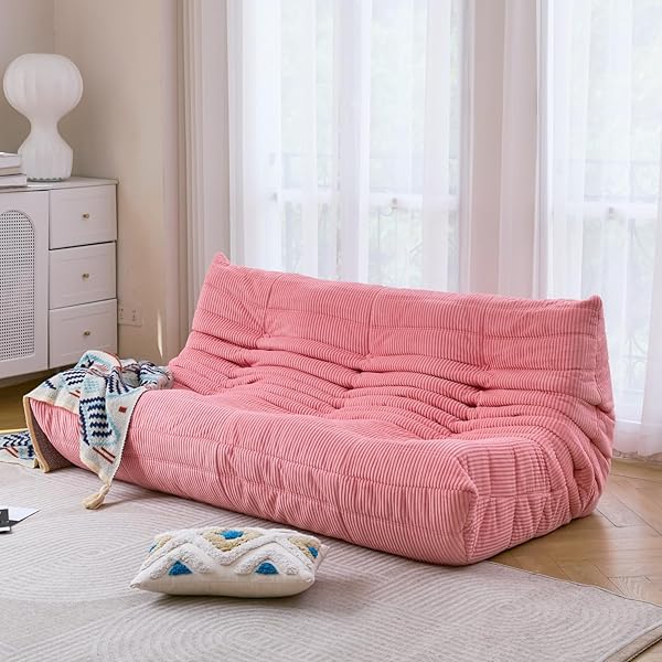 Sofá de tres plazas, sofá de piso de tamaño doble sin brazos de mediados de siglo, sillón de piso de pana suave de primera calidad, sillón decorativo de espuma para sala de estar, dormitorio (lima)