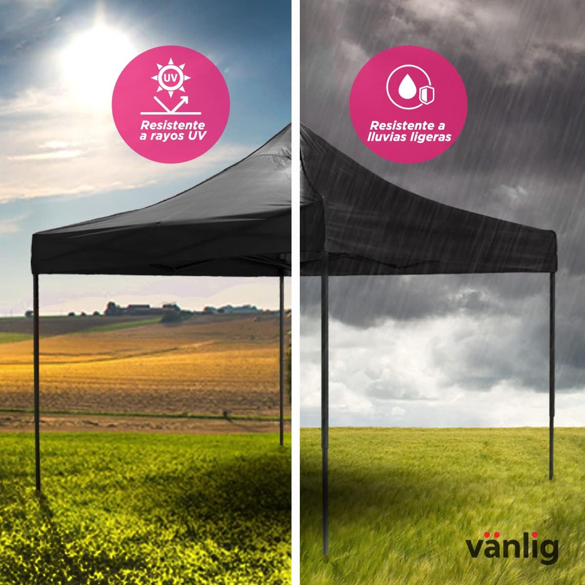 Toldo Carpa Plegable 3x3,Impermeable Reforzado-clavijas de tierra para tienda de campaña al aire libre